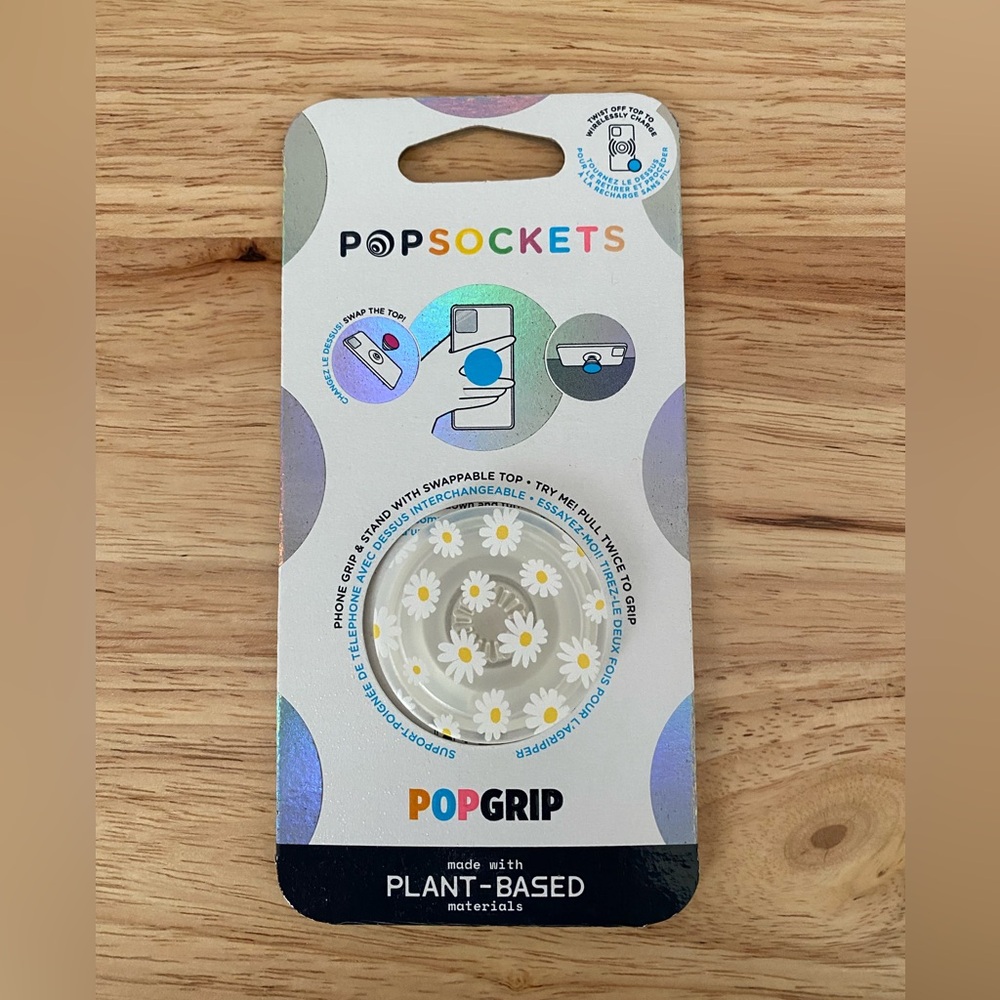 PopSockets PopGrip White Daisy Pattern Phone Grip
